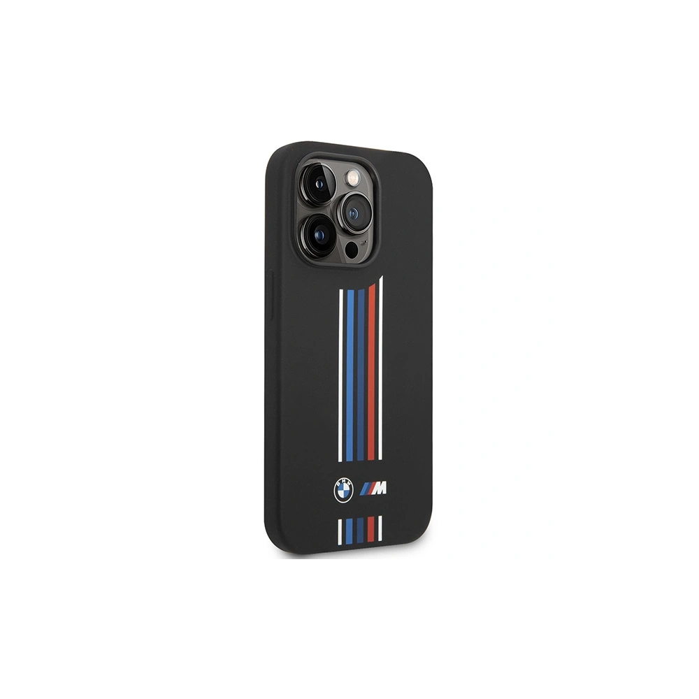 Etui BMW BMHCP14L22SWTK Apple iPhone 14 Pro czarny/black Silicone Vertical Tricolor Lines