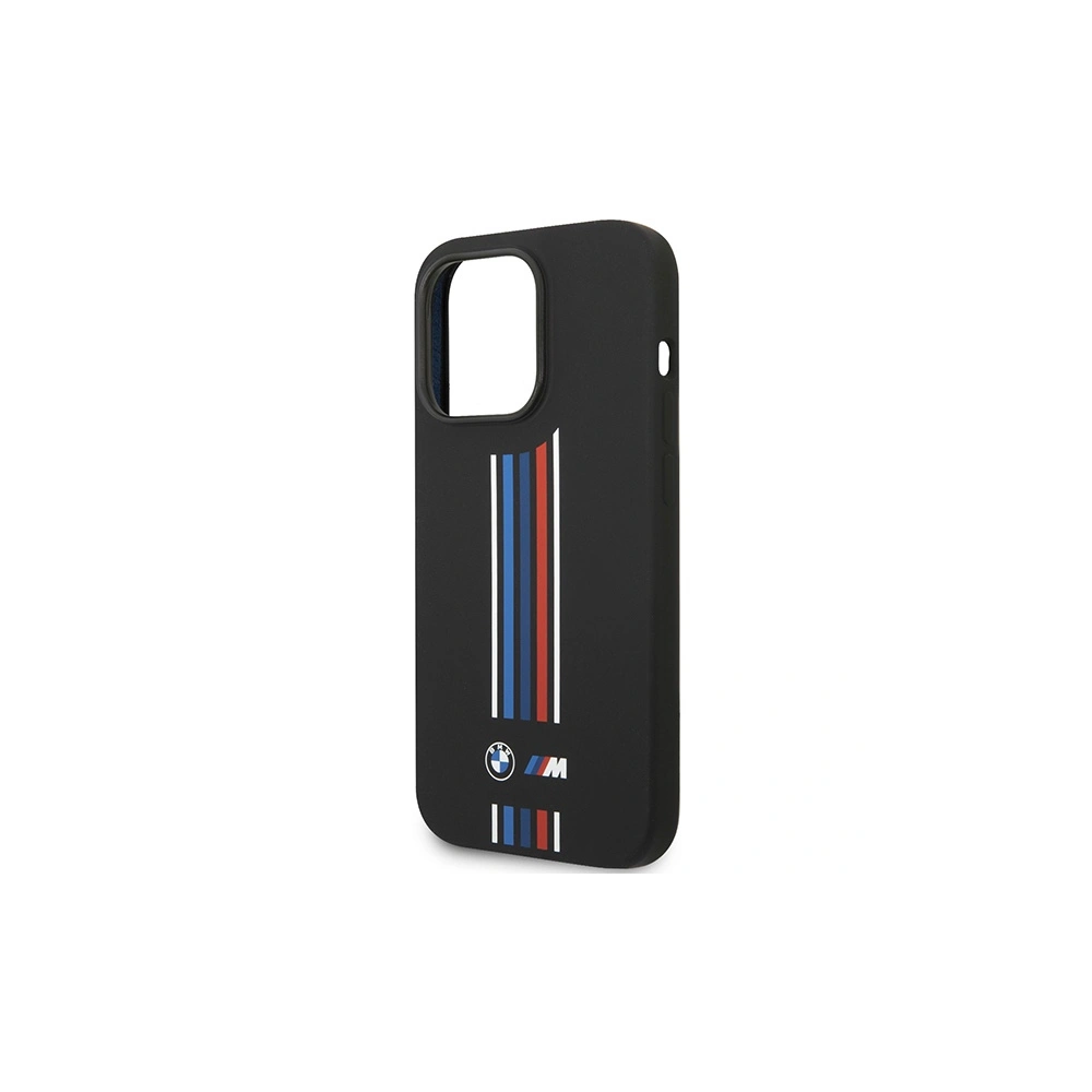 Etui BMW BMHCP14L22SWTK Apple iPhone 14 Pro czarny/black Silicone Vertical Tricolor Lines