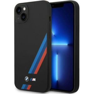 Etui BMW BMHCP14M22SOTK Apple iPhone 14 Plus / 15 Plus czarny/black Silicone Slanted Sttripes