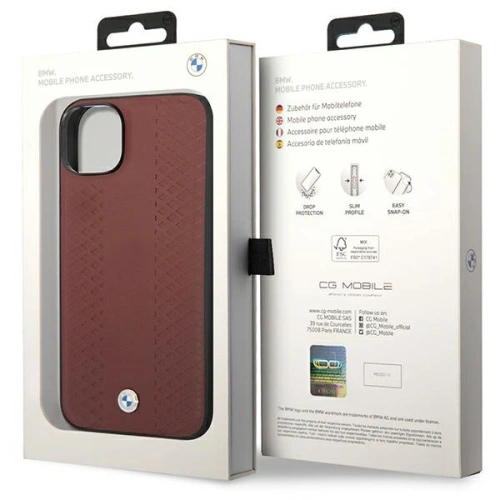 Kup Etui BMW BMHCP14S22RFGR Apple iPhone 14 burgundowy/burgundy Leather Diamond Pattern - BMW371 - {ean13} - Sklep Home Screen