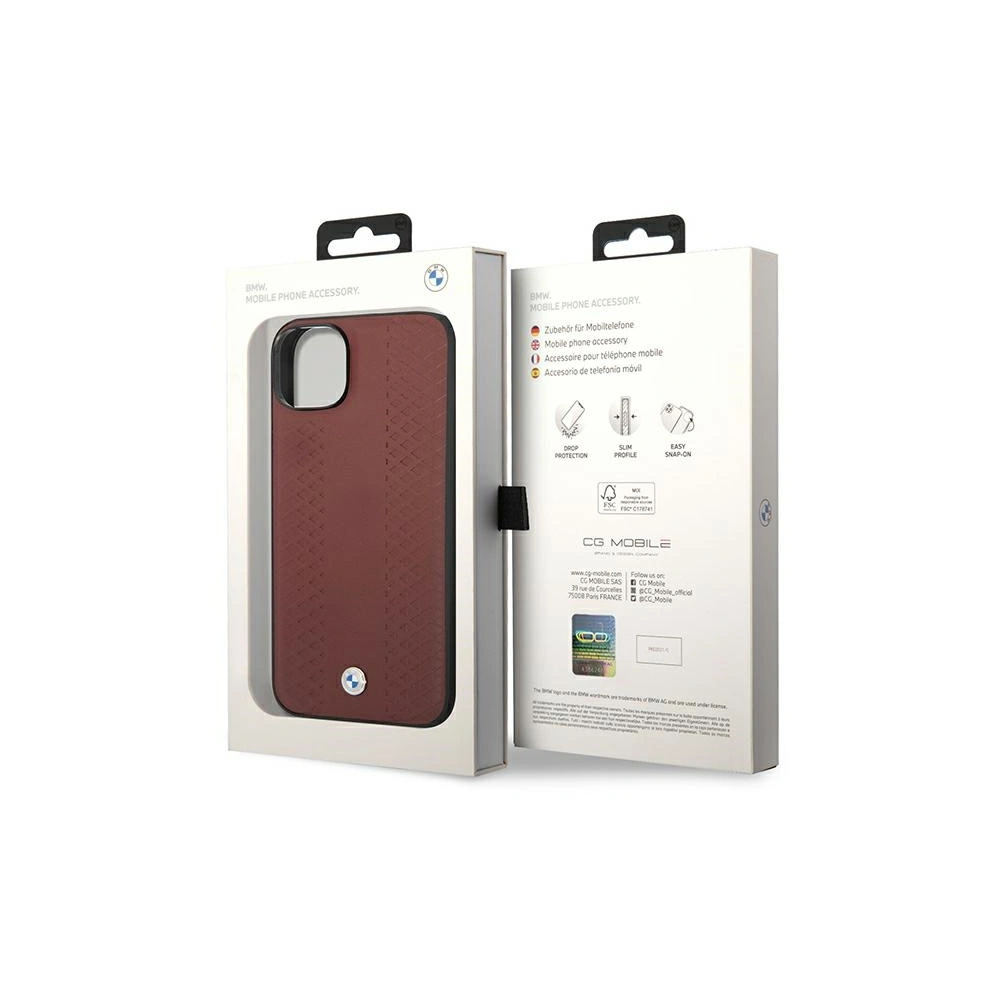 Etui BMW BMHCP14S22RFGR Apple iPhone 14 burgundowy/burgundy Leather Diamond Pattern