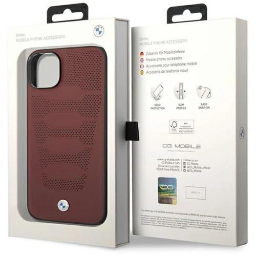 Buy BMW BMHCP14S22RPSR Apple iPhone 14 burgundy Leather Seats Pattern - BMW373 - {ean13} - Home Screen Store Europe