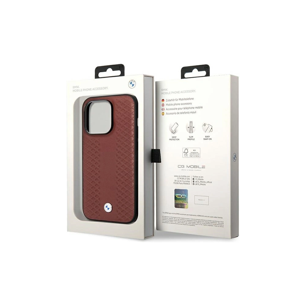 Etui BMW BMHCP14X22RFGR Apple iPhone 14 Pro Max burgundowy/burgundy Leather Diamond Pattern
