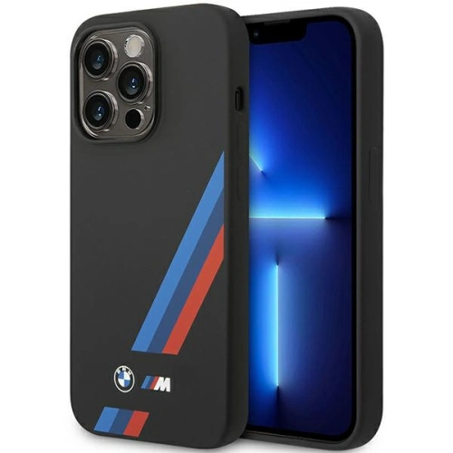 Kup Etui BMW BMHCP14X22SOTK Apple iPhone 14 Pro Max negru/black Silicone Slanted Stripes - BMW384 - {ean13} - Sklep Home Screen