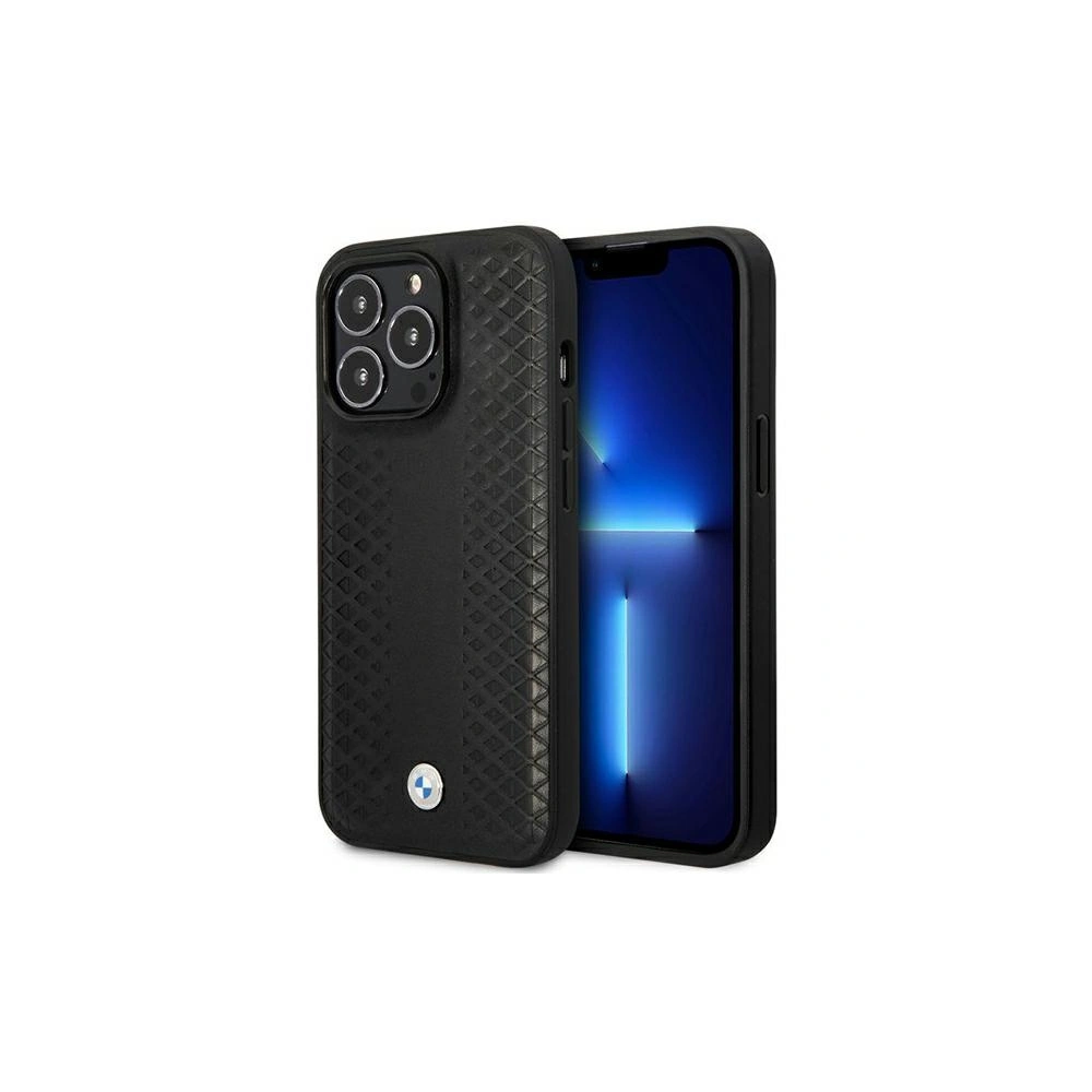 Etui BMW BMHMP14L22RFGK Apple iPhone 14 Pro czarny/black Leather Diamond Pattern MagSafe