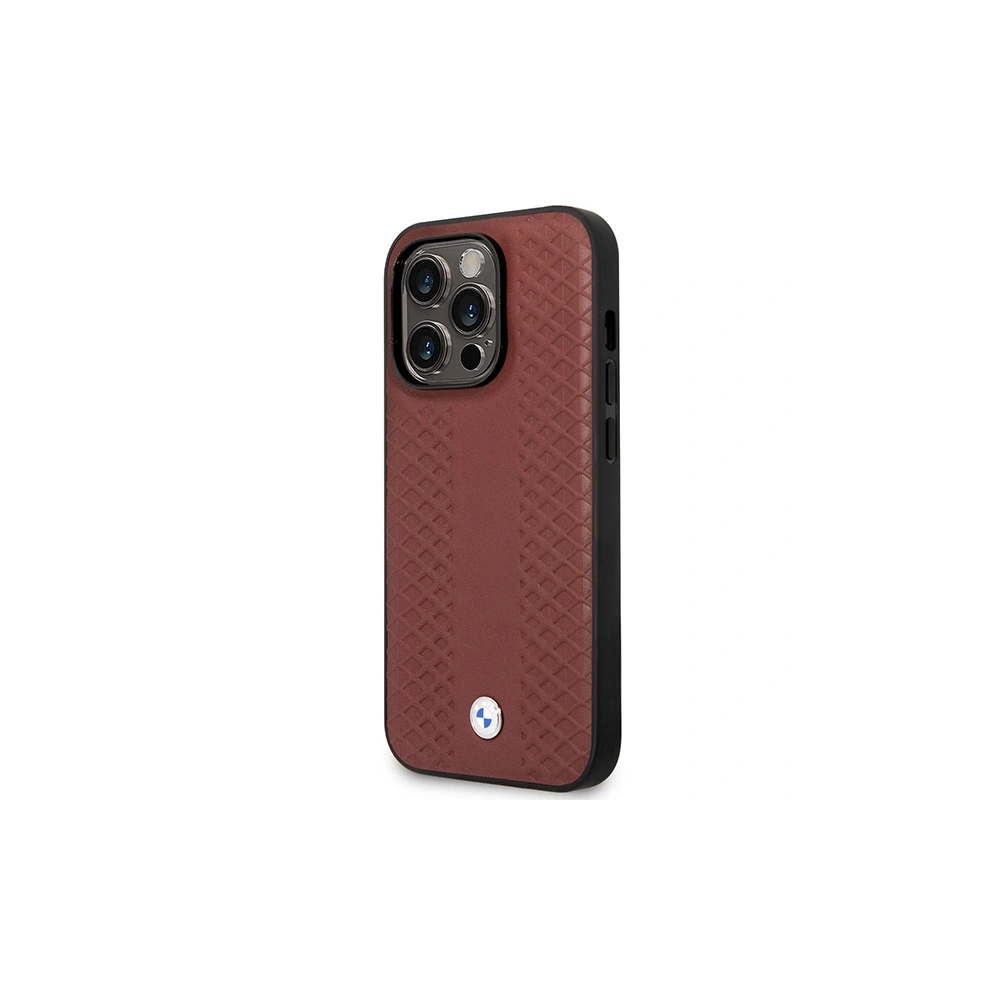 Etui BMW BMHMP14L22RFGR Apple iPhone 14 Pro burgundowy/burgundy Leather Diamond Pattern MagSafe