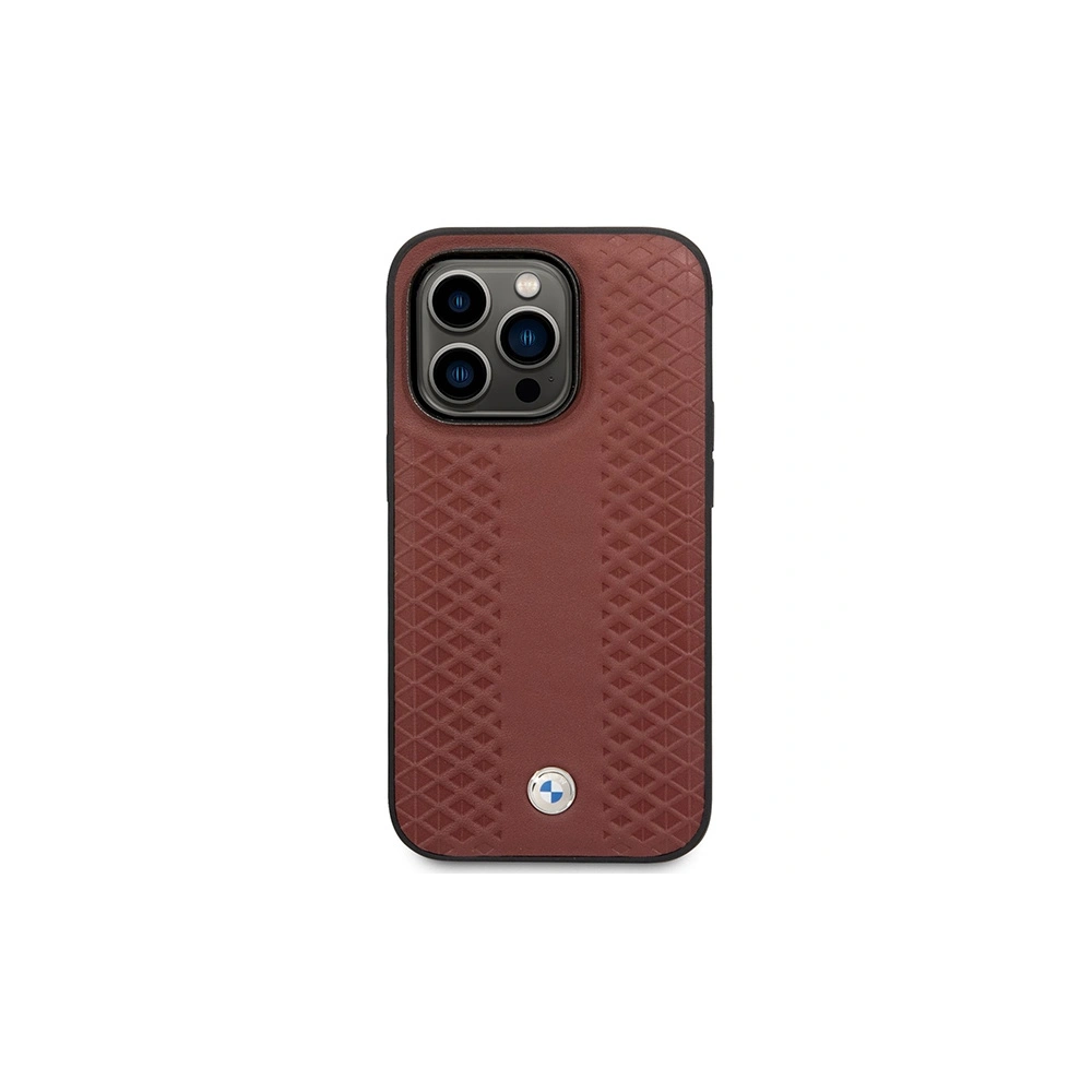 Etui BMW BMHMP14L22RFGR Apple iPhone 14 Pro burgundowy/burgundy Leather Diamond Pattern MagSafe