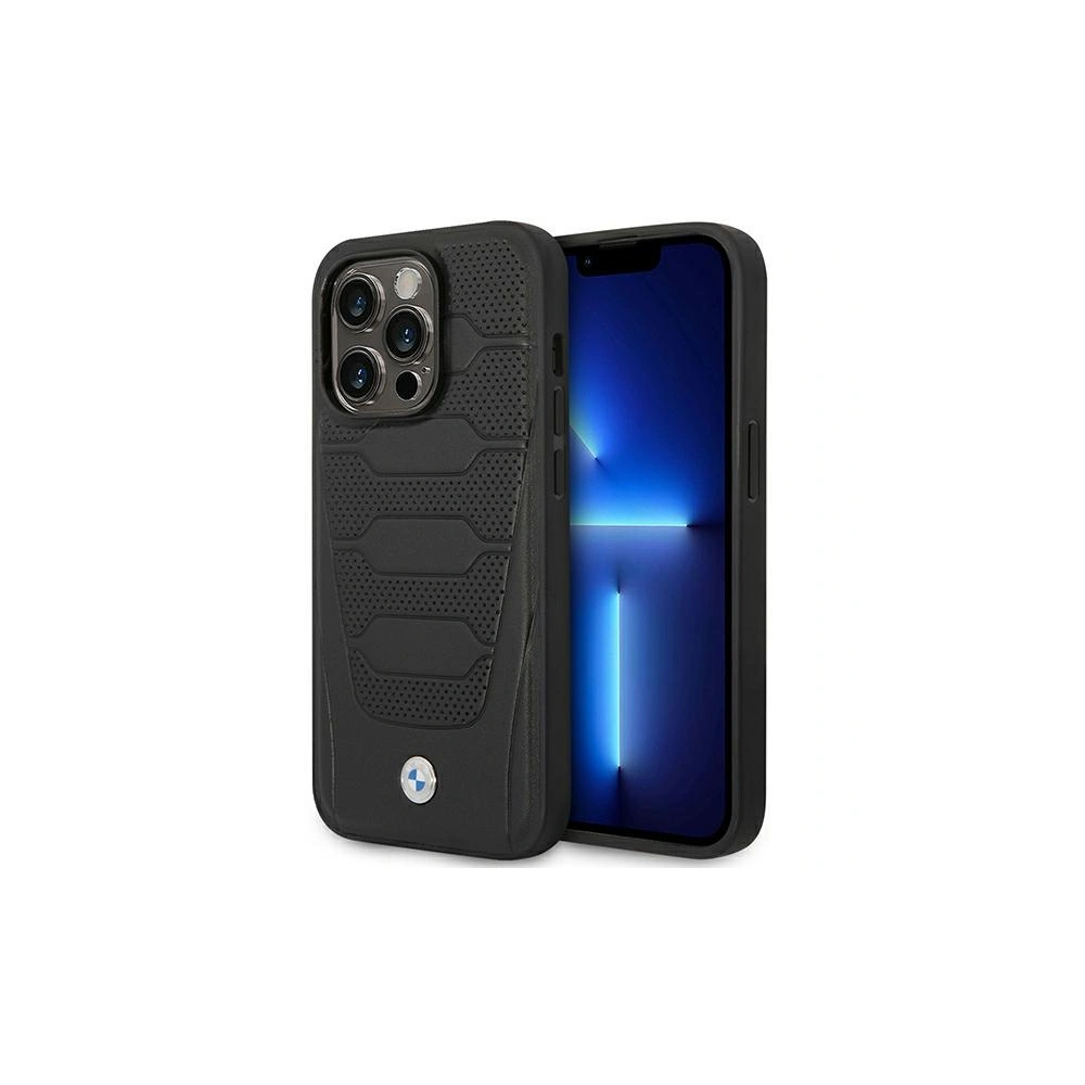 Etui BMW BMHMP14L22RPSK Apple iPhone 14 Pro czarny/black Leather Seats Pattern MagSafe