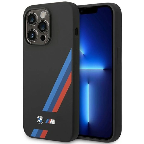 Kup Etui BMW BMHMP14L22SOTK Apple iPhone 14 Pro negru/black Silicon Slanted Stripes MagSafe - BMW392 - {ean13} - Sklep Home Screen