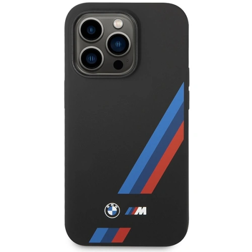 Kup Etui BMW BMHMP14L22SOTK Apple iPhone 14 Pro negru/black Silicon Slanted Stripes MagSafe - BMW392 - {ean13} - Sklep Home Screen