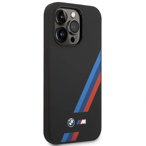Kup Etui BMW BMHMP14L22SOTK Apple iPhone 14 Pro negru/black Silicon Slanted Stripes MagSafe - BMW392 - {ean13} - Sklep Home Screen