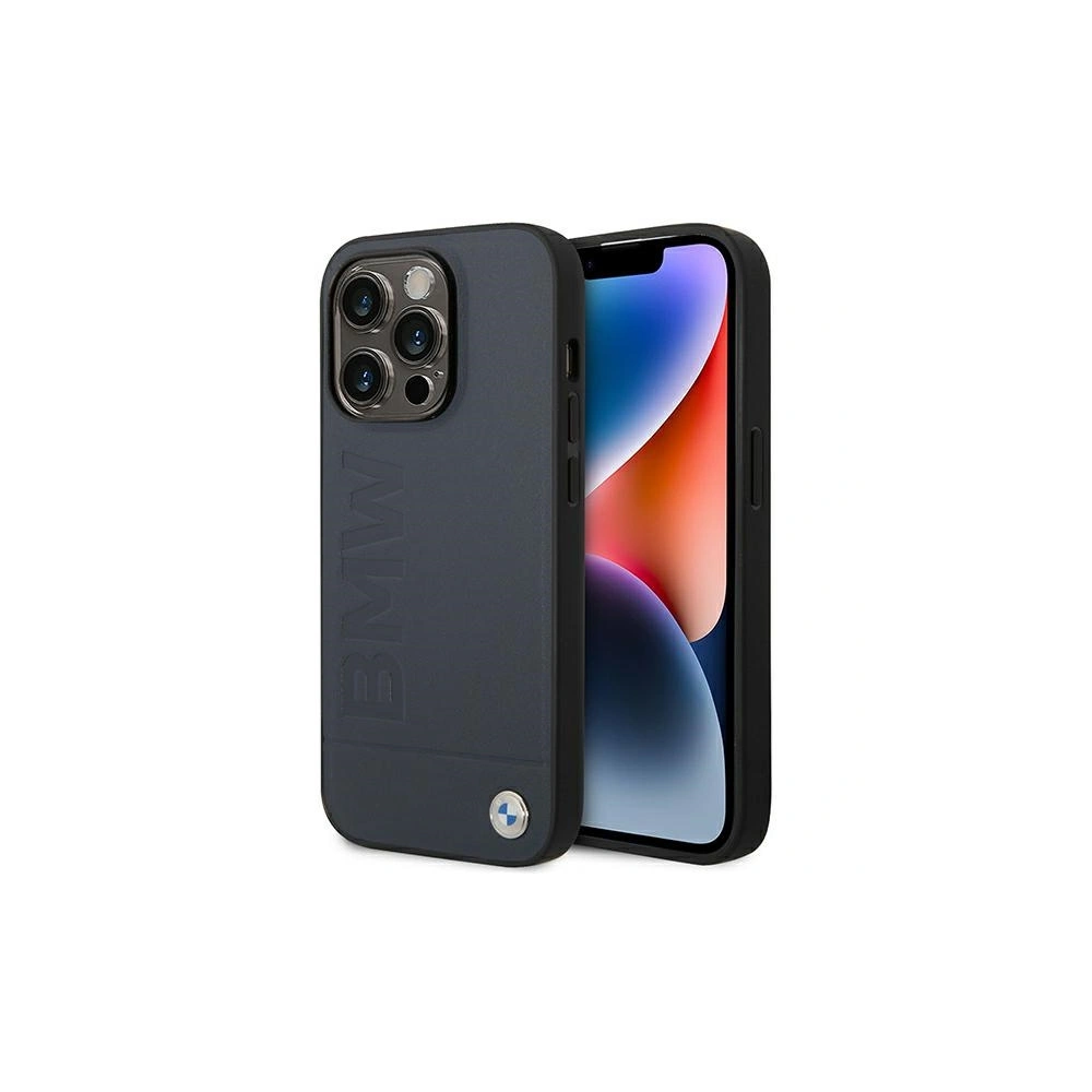 Etui BMW BMHMP14LSLLNA Apple iPhone 14 Pro granatowy/navy hardcase Leather Hot Stamp MagSafe
