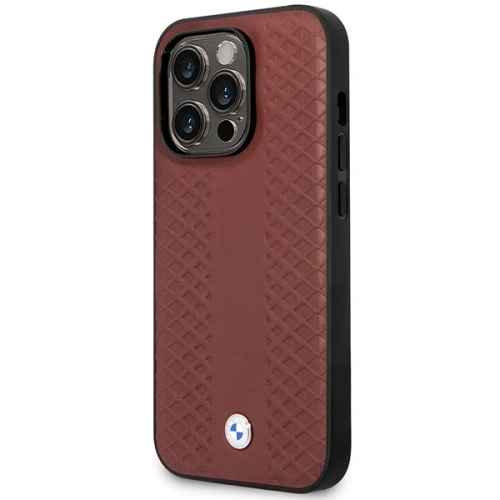 Buy BMW BMHMP14X22RFGR Apple iPhone 14 Pro Max burgundy Leather Diamond Pattern MagSafe - BMW397 - {ean13} - Home Screen Store Europe