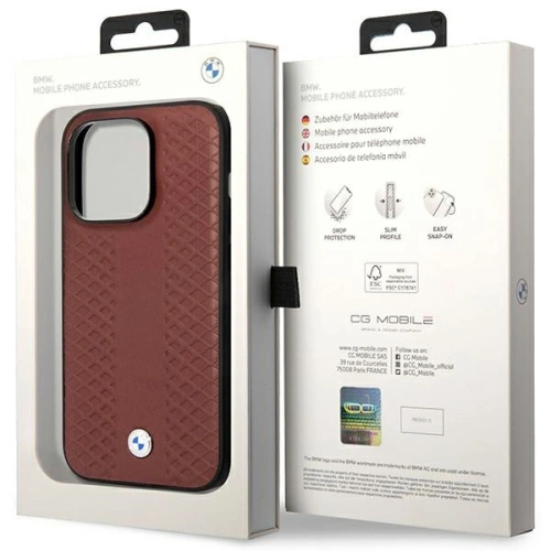 Kup Etui BMW BMHMP14X22RFGR Apple iPhone 14 Pro Max burgundowy/burgundy Leather Diamond Pattern MagSafe - BMW397 - {ean13} - Sklep Home Screen