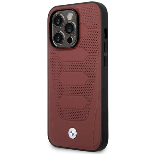 Buy BMW BMHMP14X22RPSR Apple iPhone 14 Pro Max burgundy Leather Seats Pattern MagSafe - BMW399 - {ean13} - Home Screen Store Europe