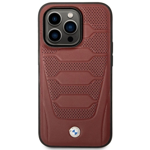 Buy BMW BMHMP14X22RPSR Apple iPhone 14 Pro Max burgundy Leather Seats Pattern MagSafe - BMW399 - {ean13} - Home Screen Store Europe