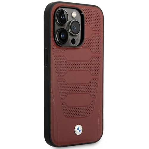 Buy BMW BMHMP14X22RPSR Apple iPhone 14 Pro Max burgundy Leather Seats Pattern MagSafe - BMW399 - {ean13} - Home Screen Store Europe
