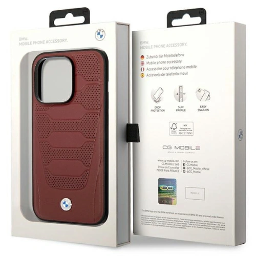 Buy BMW BMHMP14X22RPSR Apple iPhone 14 Pro Max burgundy Leather Seats Pattern MagSafe - BMW399 - {ean13} - Home Screen Store Europe
