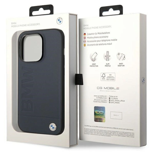 Kup Etui BMW BMHMP14XSLLNA Apple iPhone 14 Pro Max granatowy/navy hardcase Leather Hot Stamp MagSafe - BMW401 - {ean13} - Sklep Home Screen
