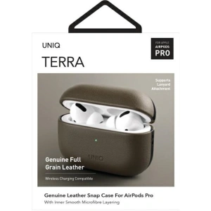 Kup [OUTLET] Etui UNIQ Terra Apple AirPods Pro Genuine Leather oliwkowy/olive - OT-470 - {ean13} - Sklep Home Screen