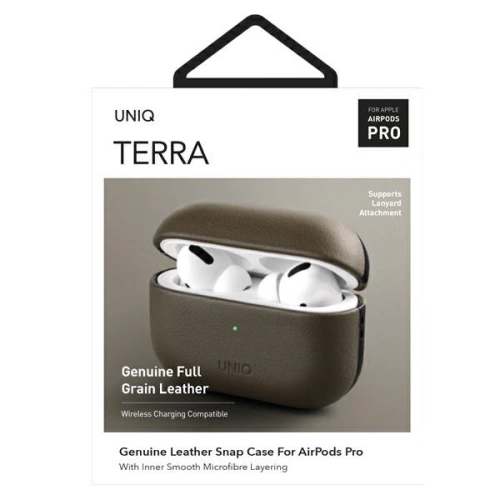 Kup [OUTLET] UNIQ Terra tok Apple AirPods Pro valódi bőr olíva zöld/olive - OT-470 - {ean13} - Sklep Home Screen