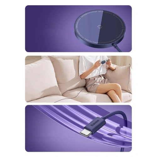 Kup Baseus MagSafe drahtloses Ladegerät Simple Mini3 Qi 15W blau - BSU3981 - {ean13} - Sklep Home Screen