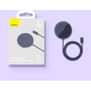 Kup Ładowarka bezprzewodowa MagSafe Baseus Simple Mini3 Qi 15W niebieska - BSU3981 - {ean13} - Sklep Home Screen