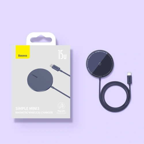 Kup MagSafe vezeték nélküli töltő Baseus Simple Mini3 Qi 15W kék - BSU3981 - {ean13} - Sklep Home Screen