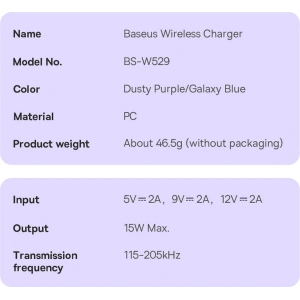 Kup Ładowarka bezprzewodowa MagSafe Baseus Simple Mini3 Qi 15W niebieska - BSU3981 - {ean13} - Sklep Home Screen