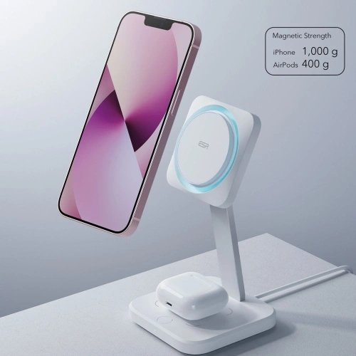 Kup Încărcător wireless ESR HaloLock 2in1 Cryoboost Magnetic MagSafe Wireless Charger Arctic White - ESR661 - {ean13} - Sklep Home Screen