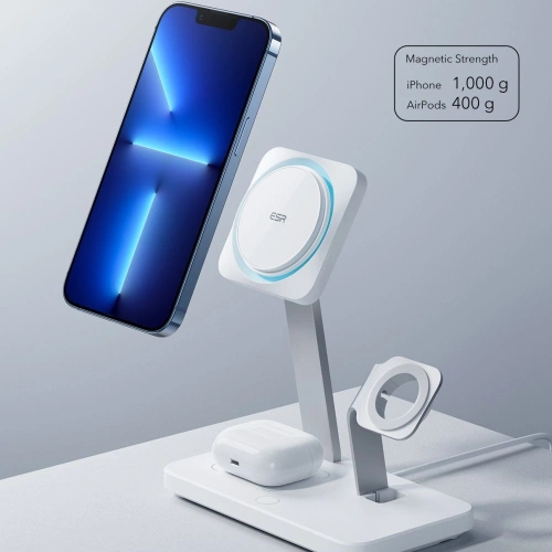 Kup Încărcător wireless ESR HaloLock 3in1 Cryoboost Magnetic MagSafe Wireless Charger Arctic White - ESR662 - {ean13} - Sklep Home Screen