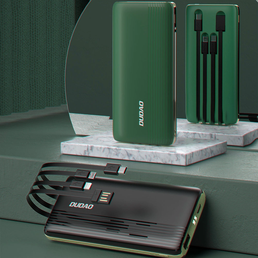 Powerbank Dudao K4Pro z wbudowanymi kablami 10000mAh wyświetlacz LED zielony