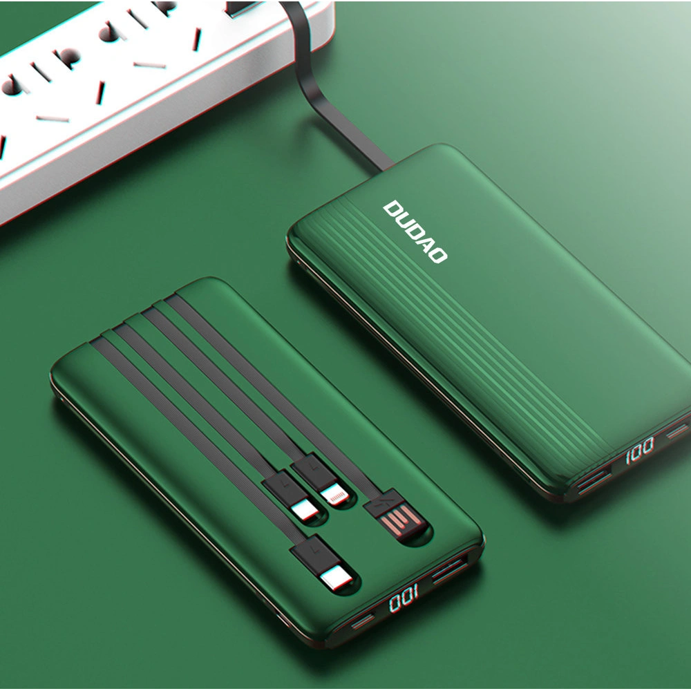 Powerbank Dudao K4Pro z wbudowanymi kablami 10000mAh wyświetlacz LED zielony