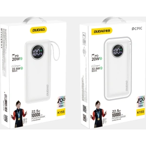Kup Powerbank Dudao K15sW 10000mAh 1xUSB-A / 1xUSB-C 22.5W z wbudowanym kablem 1xLightning / 1xUSB-C biały - DDA256 - {ean13} - Sklep Home Screen