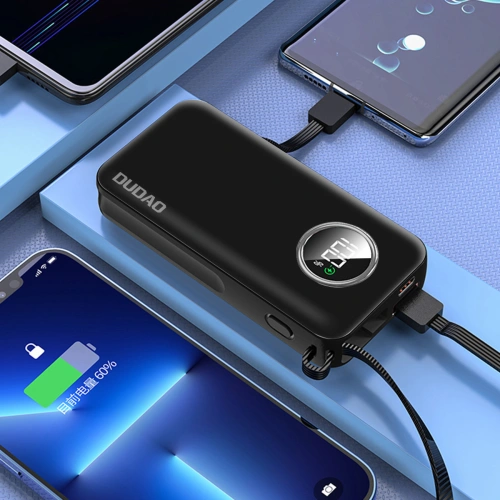 Kup Powerbank Dudao K15sB 10000mAh 1xUSB-A / 1xUSB-C 22.5W cu cablu încorporat 1xLightning / 1xUSB-C negru - DDA257 - {ean13} - Sklep Home Screen
