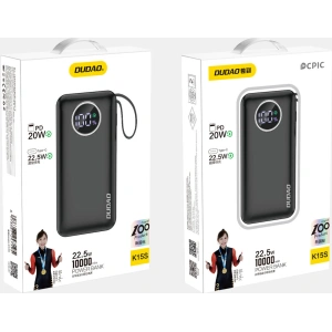 Kup Powerbank Dudao K15sB 10000mAh 1xUSB-A / 1xUSB-C 22.5W cu cablu încorporat 1xLightning / 1xUSB-C negru - DDA257 - {ean13} - Sklep Home Screen