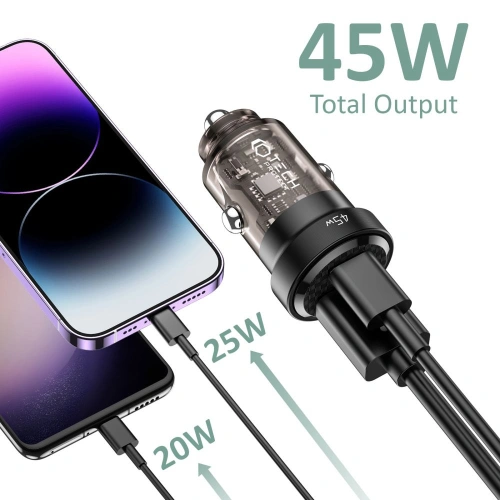 Kup Ładowarka samochodowa Tech-Protect CC45W 2-port Car Charger PD 45W QC 3.0 Black - THP1820 - {ean13} - Sklep Home Screen