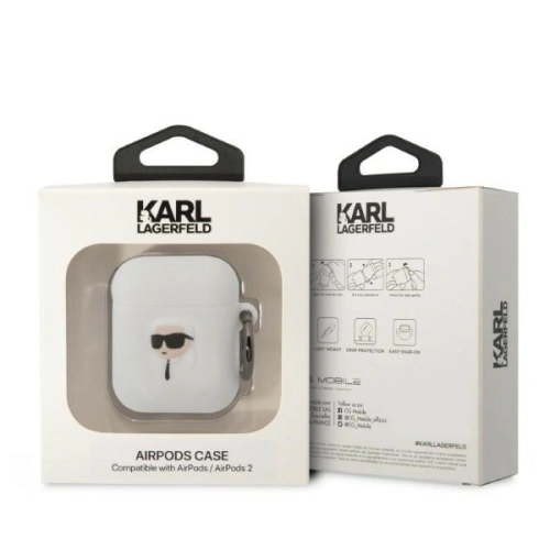 Kup Etui Karl Lagerfeld KLA2RUNIKH Apple AirPods 2/1 bílý/white silikon Karl Head 3D - KLD1522 - {ean13} - Sklep Home Screen