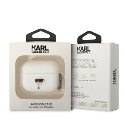 Kup Karl Lagerfeld Apple Tasche KLAPRUNIKH AirPods Pro weiß/weiß Silikon Karl Head 3D - KLD1523 - {ean13} - Sklep Home Screen