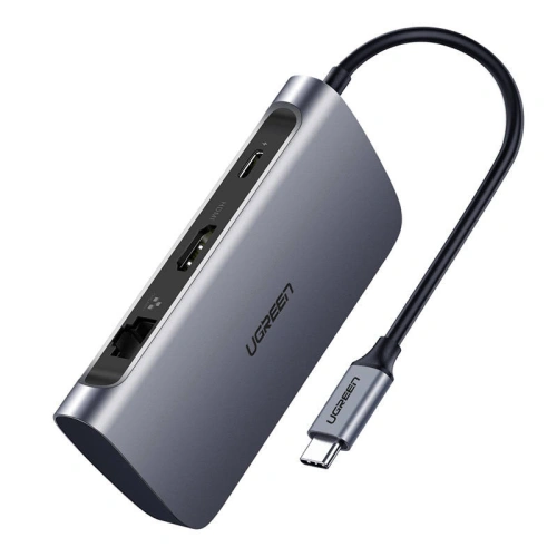 Kup UGREEN CM212 7in1 USB-C PD HUB 100W, 2x USB-A 3.0, HDMI 4K/30Hz, SD/TF, RJ45 - UGR1477 - {ean13} - Sklep Home Screen
