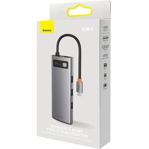 Kup Hub 8w1 Baseus StarJoy Metal Glam Series, USB-C la HDMI + 3 x USB 3.0 + USB-C PD + RJ45 + SD/TF - BSU3989 - {ean13} - Sklep Home Screen