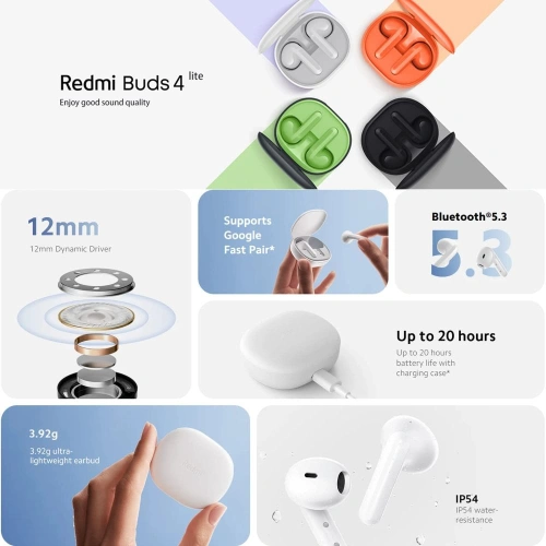 Buy Wireless Earphones Xiaomi Redmi Buds 4 Lite Wireless Earphone White - XIA7 - {ean13} - Home Screen Store Europe
