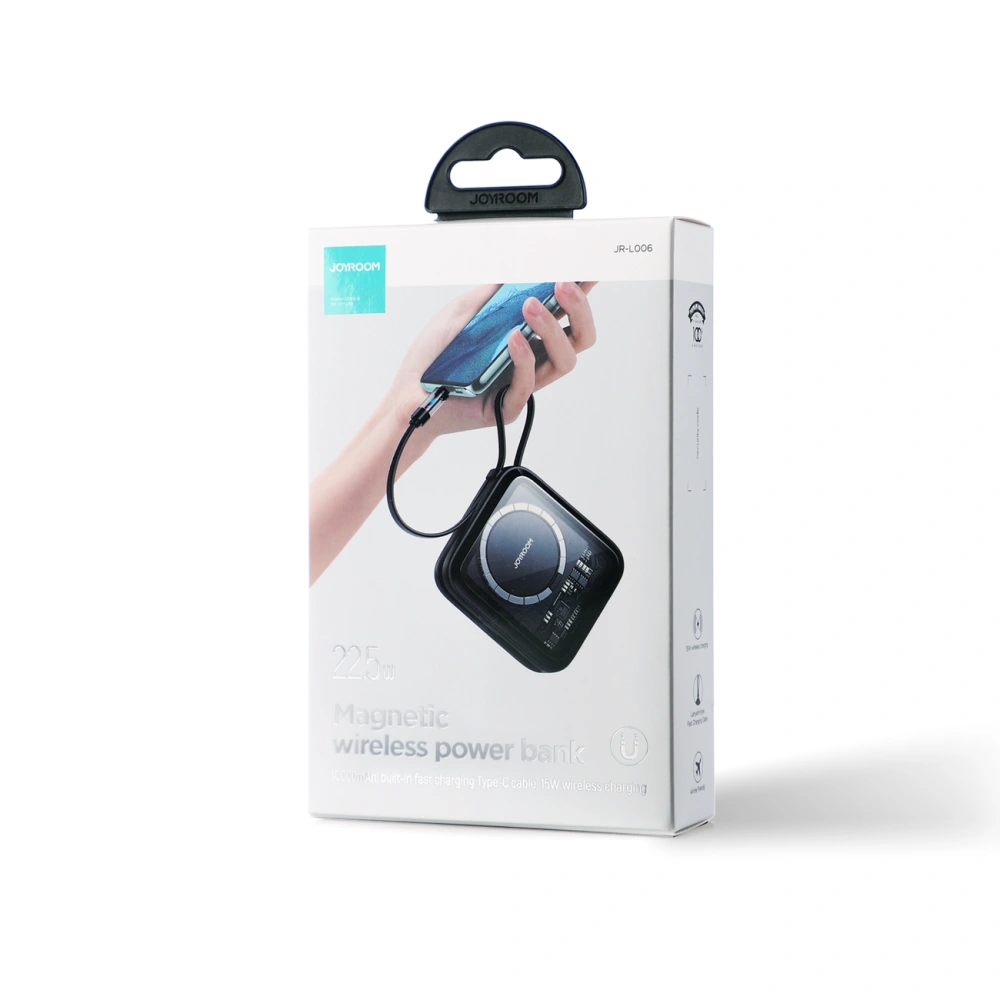 Powerbank Joyroom JR-L006 Icy Series 10000mAh 22.5W ładowanie bezprzewodowe + kabel USB-C czarny