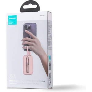 Powerbank Joyroom JR-L012 Colorful Series 10000mAh 22.5W + 2 kable USB-C + Lightning różowy