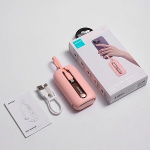 Powerbank Joyroom JR-L012 Colorful Series 10000mAh 22.5W + 2 kable USB-C + Lightning różowy