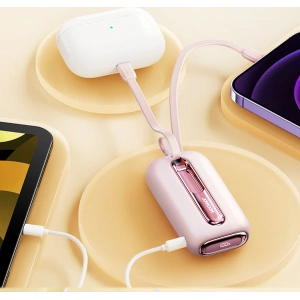 Powerbank Joyroom JR-L012 Colorful Series 10000mAh 22.5W + 2 kable USB-C + Lightning różowy