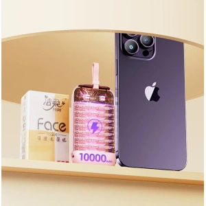 Powerbank Joyroom JR-L012 Colorful Series 10000mAh 22.5W + 2 kable USB-C + Lightning różowy