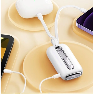 Powerbank Joyroom JR-L012 Colorful Series 10000mAh 22.5W + 2 kable USB-C + Lightning biały