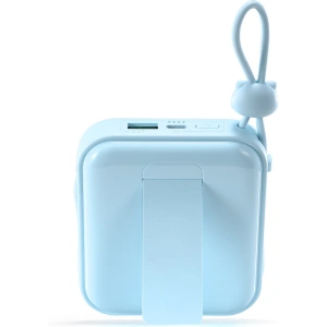 Powerbank Joyroom JR-L008 Cutie Series 10000mAh 22.5W Stand + kable USB-C i Lightning niebieski