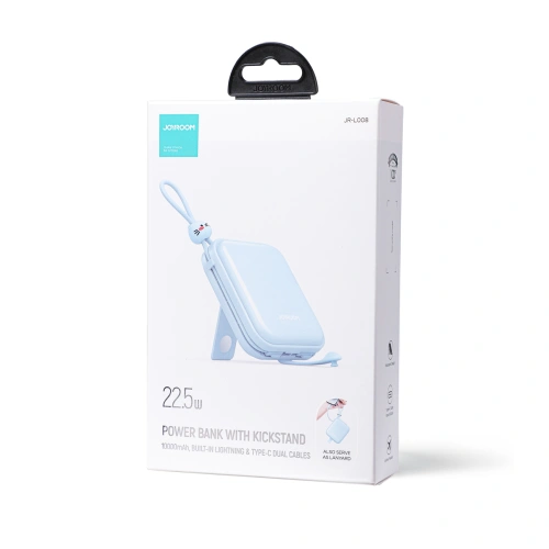 Kup Powerbank Joyroom JR-L008 Cutie Series 10000mAh 22.5W Stand + kable USB-C i Lightning niebieski - JYR613 - {ean13} - Sklep Home Screen